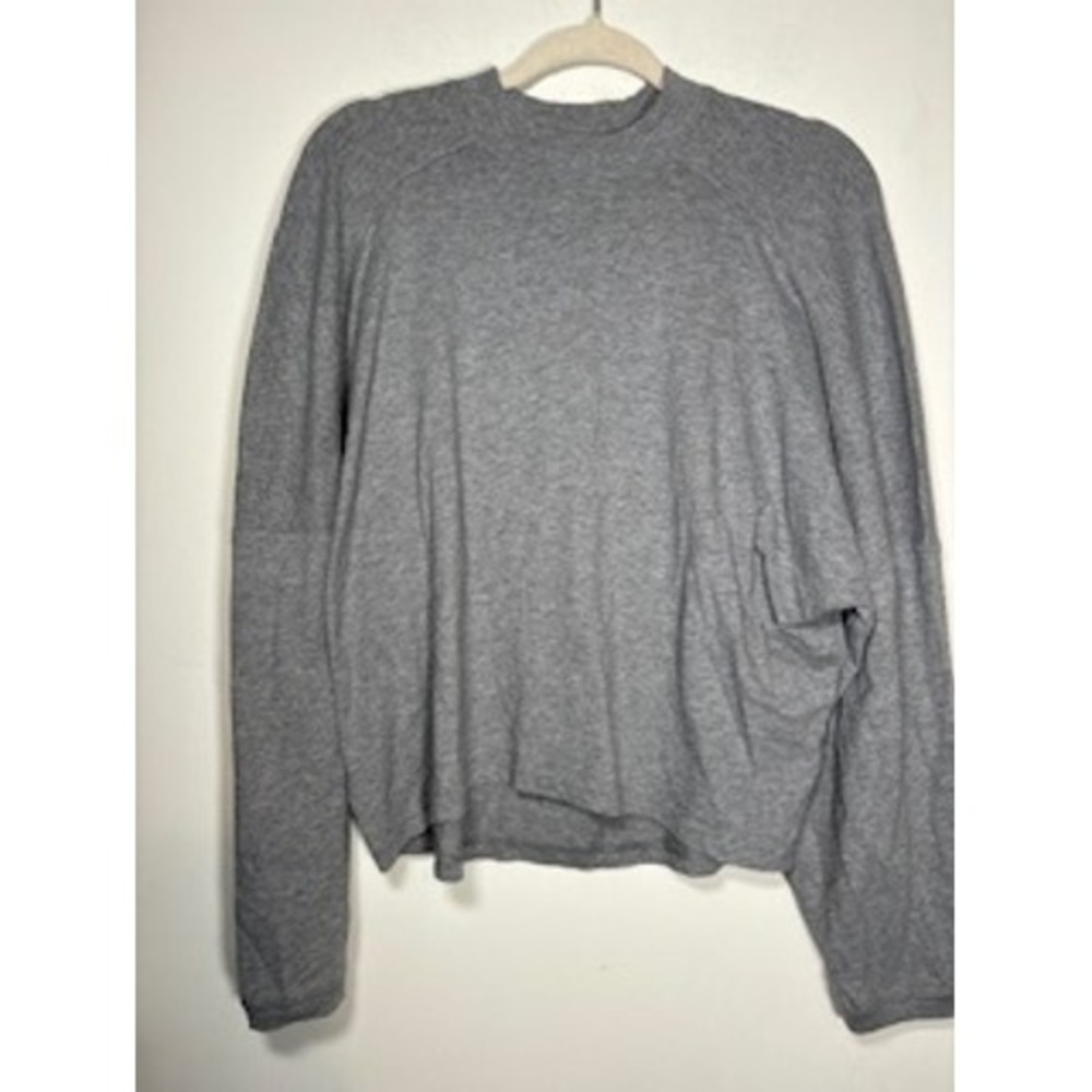 Aerie Long Sleeve Top Medium Grey Mock Neck Dolman Sleeve Cotton Casual Relaxed